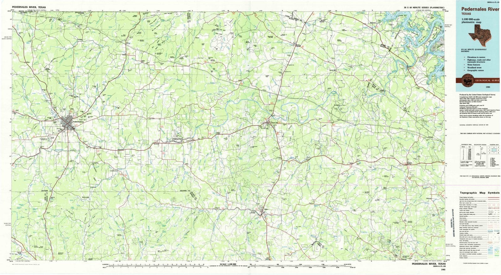 1985 Pedernales River, TX - Texas - USGS Topographic Map