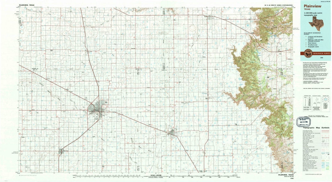 1985 Plainview, TX - Texas - USGS Topographic Map