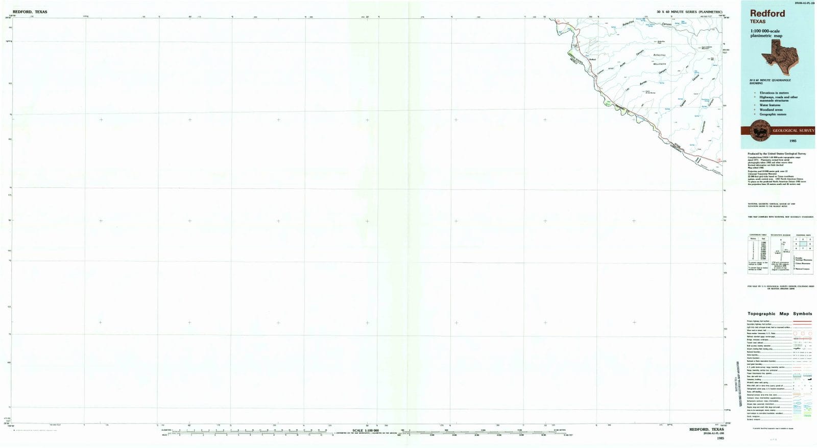 1985 Redford, TX - Texas - USGS Topographic Map