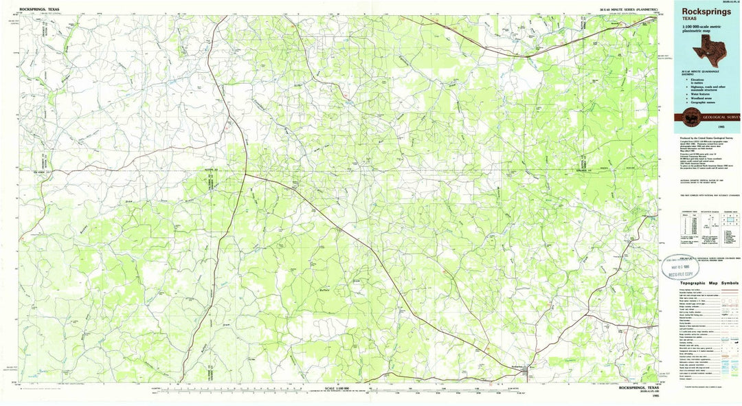 1985 Rocksprings, TX - Texas - USGS Topographic Map