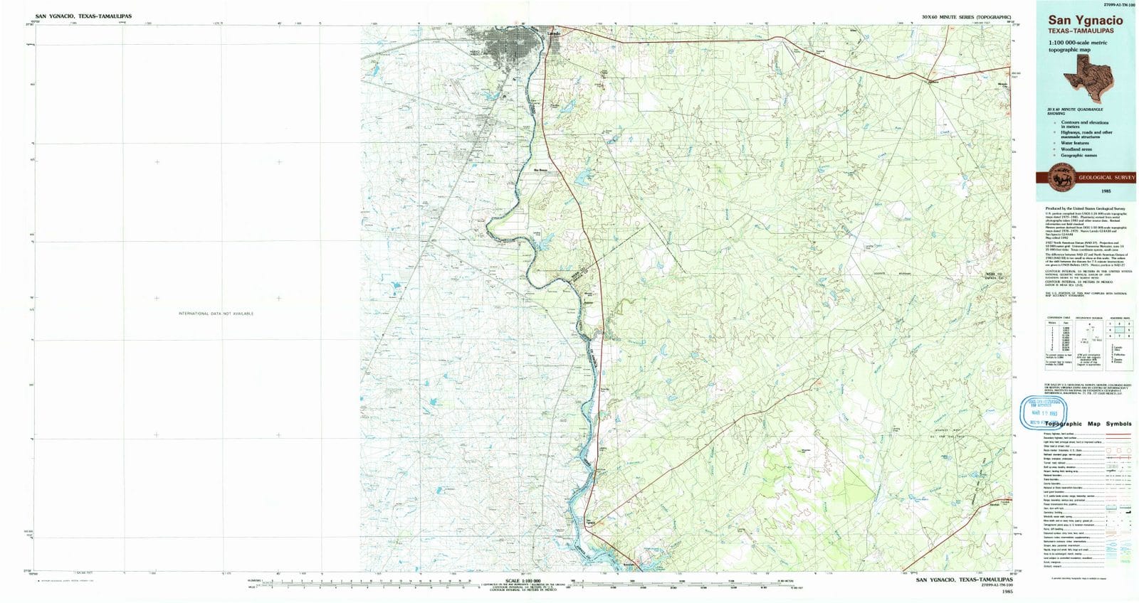 1985 San Ygnacio, TX - Texas - USGS Topographic Map