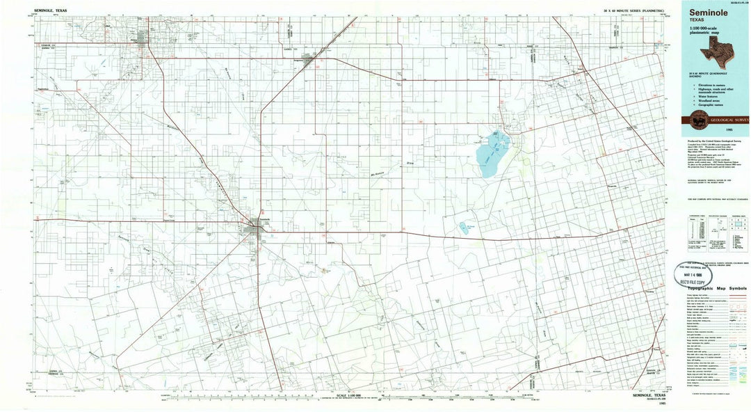 1985 Seminole, TX - Texas - USGS Topographic Map