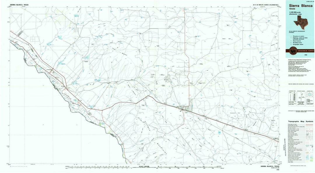 1985 Sierra Blanca, TX - Texas - USGS Topographic Map