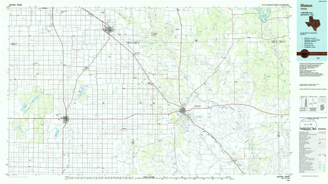 1986 Slaton, TX - Texas - USGS Topographic Map