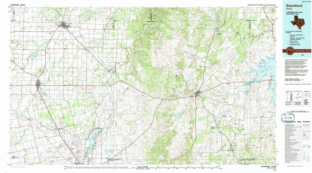 1985 Stamford, TX - Texas - USGS Topographic Map