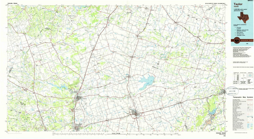 1985 Taylor, TX - Texas - USGS Topographic Map