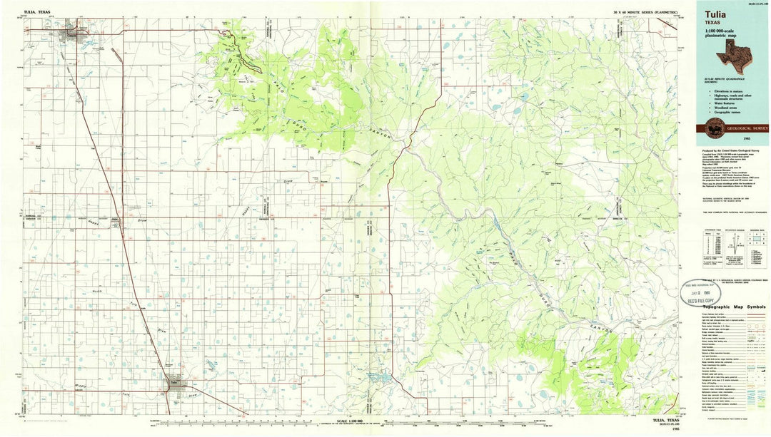 1985 Tulia, TX - Texas - USGS Topographic Map