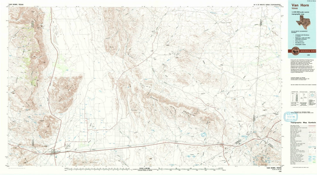 1985 Van Horn, TX - Texas - USGS Topographic Map