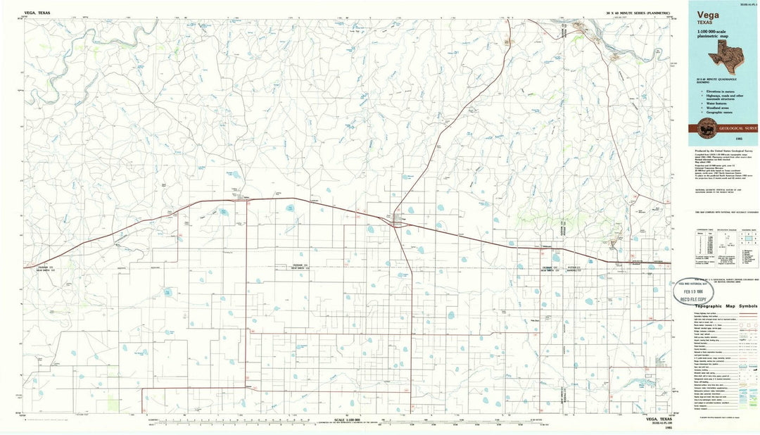 1985 Vega, TX - Texas - USGS Topographic Map