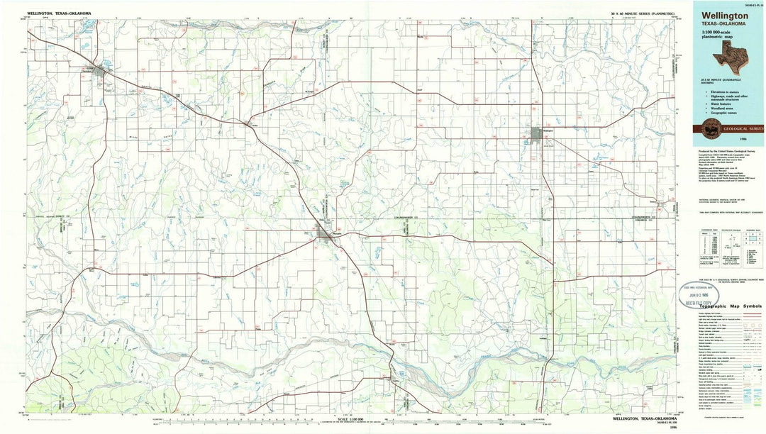 1986 Wellington, TX - Texas - USGS Topographic Map
