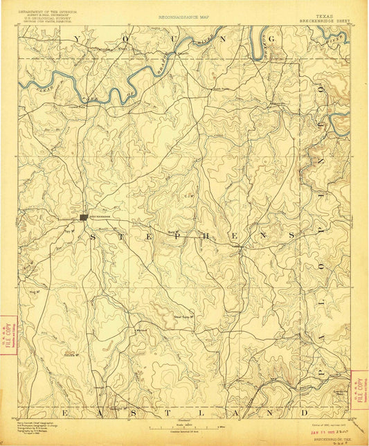 1890 Breckenridge, TX - Texas - USGS Topographic Map