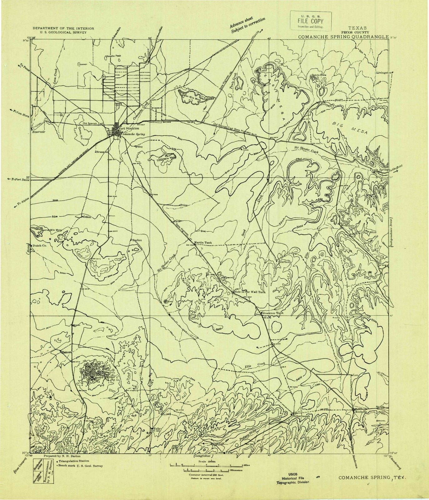 1928 Comanche Spring, TX - Texas - USGS Topographic Map