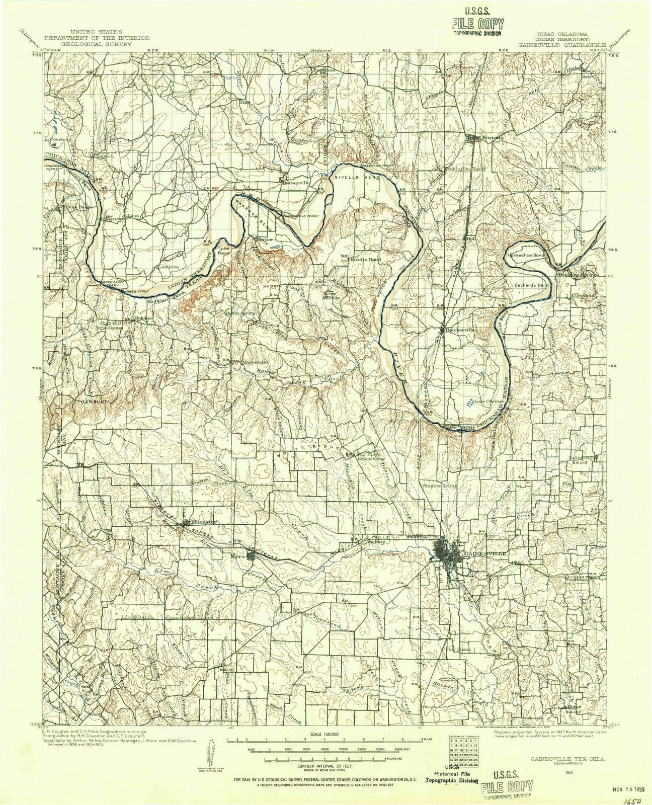 1902 Gainesville, TX - Texas - USGS Topographic Map