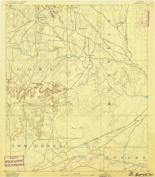 1891 Hayrick, TX - Texas - USGS Topographic Map