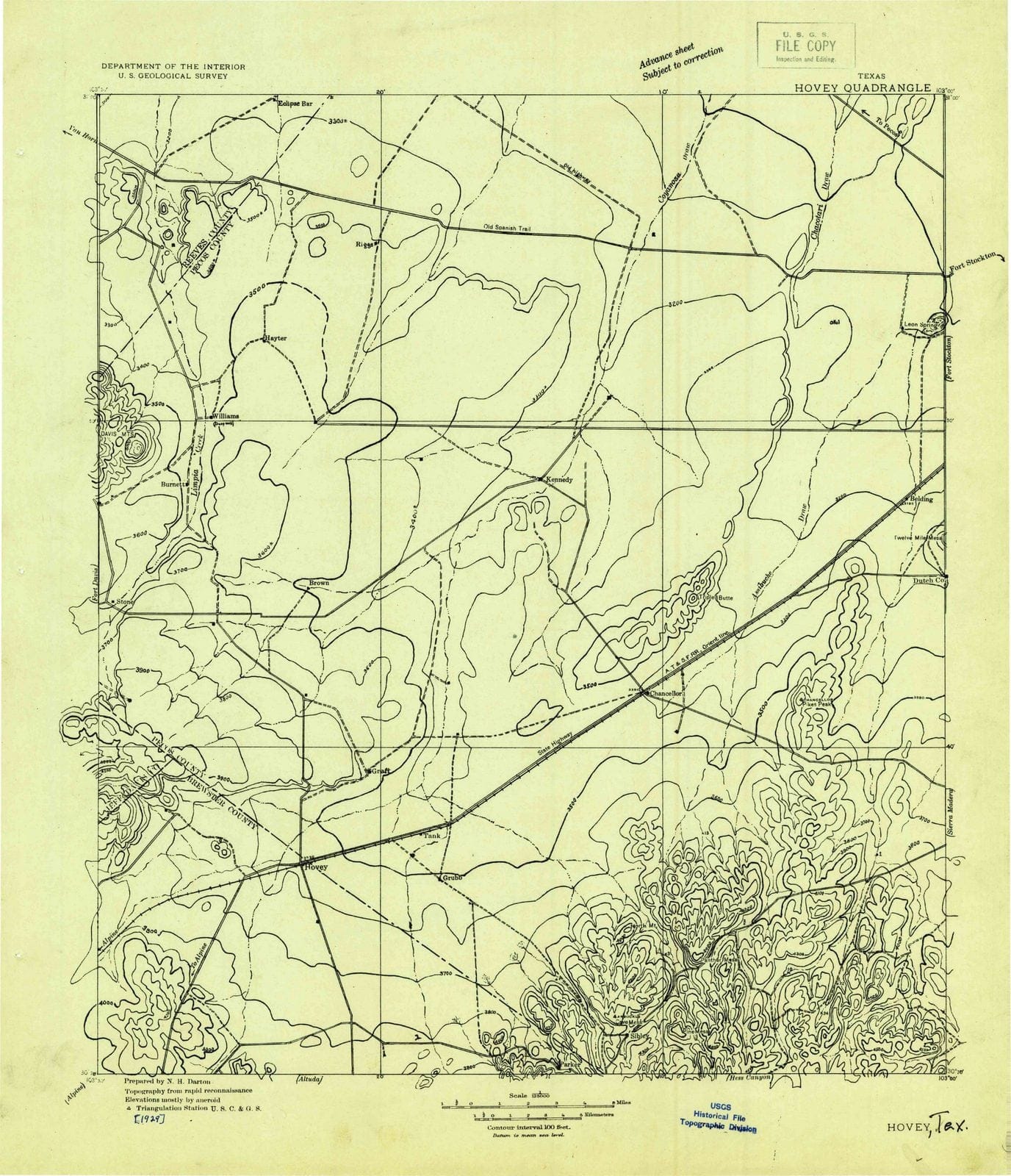 1929 Hovey, TX - Texas - USGS Topographic Map