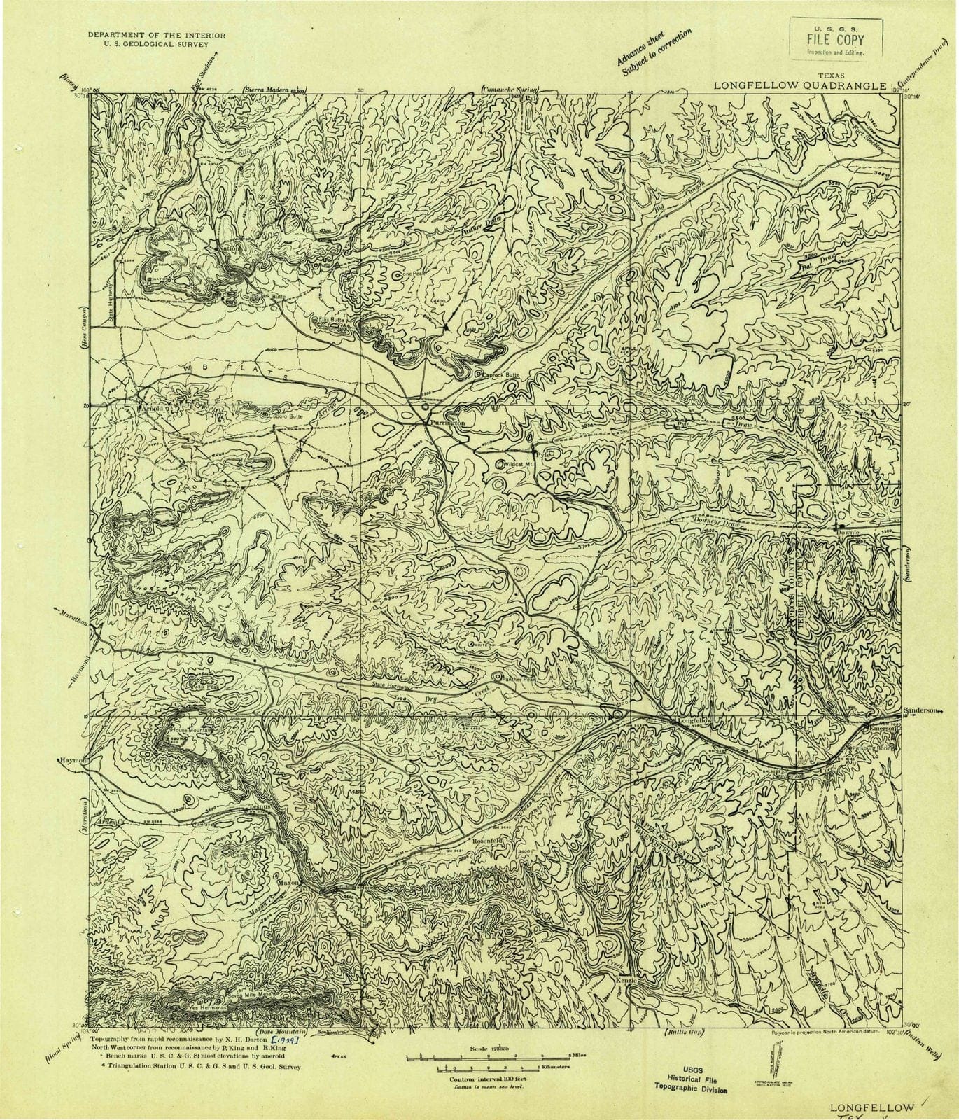 1920 Longfellow, TX - Texas - USGS Topographic Map