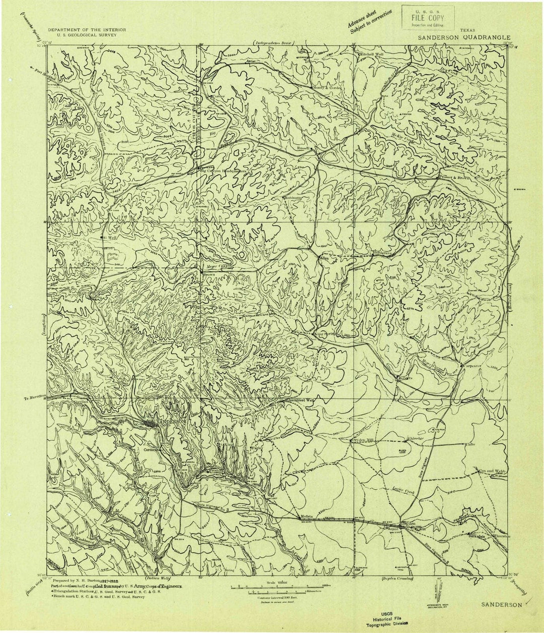 1928 Sanderson, TX - Texas - USGS Topographic Map