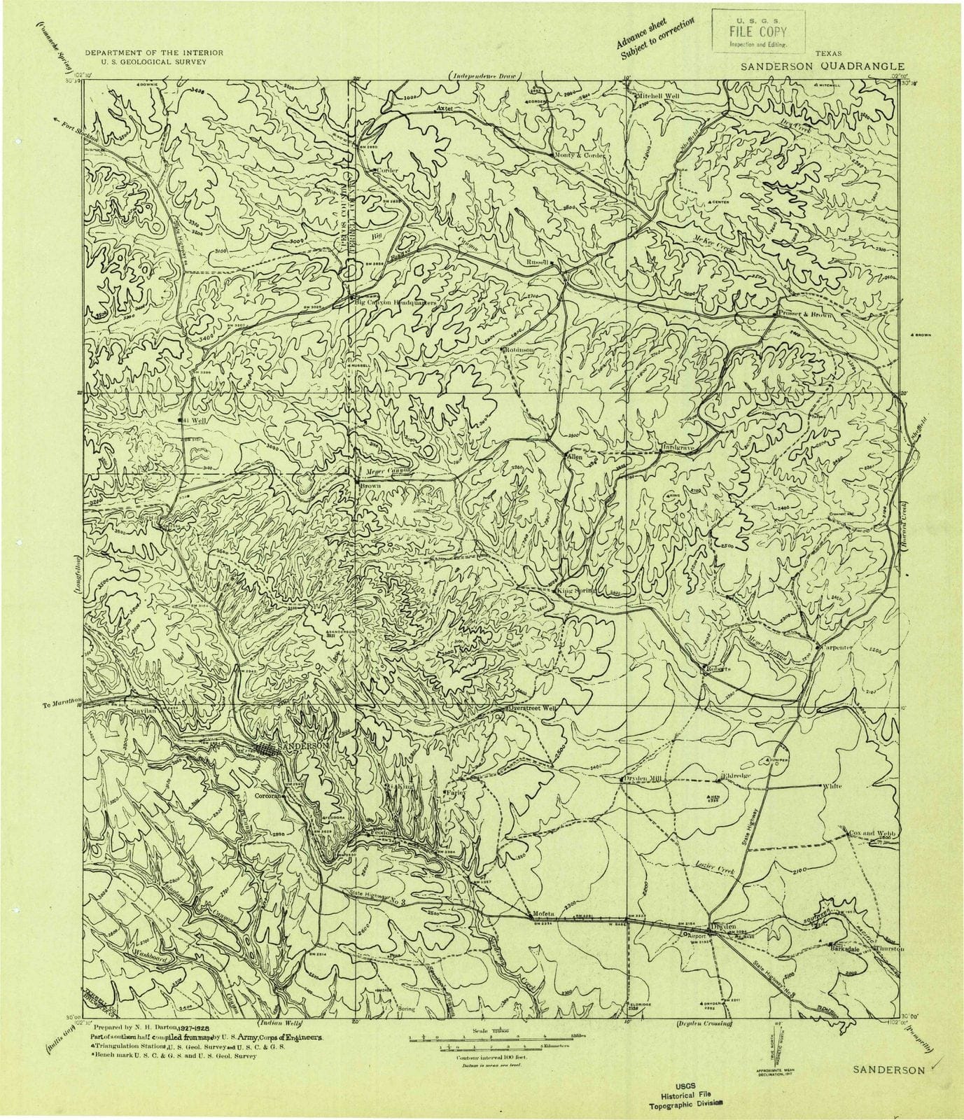 1928 Sanderson, TX - Texas - USGS Topographic Map