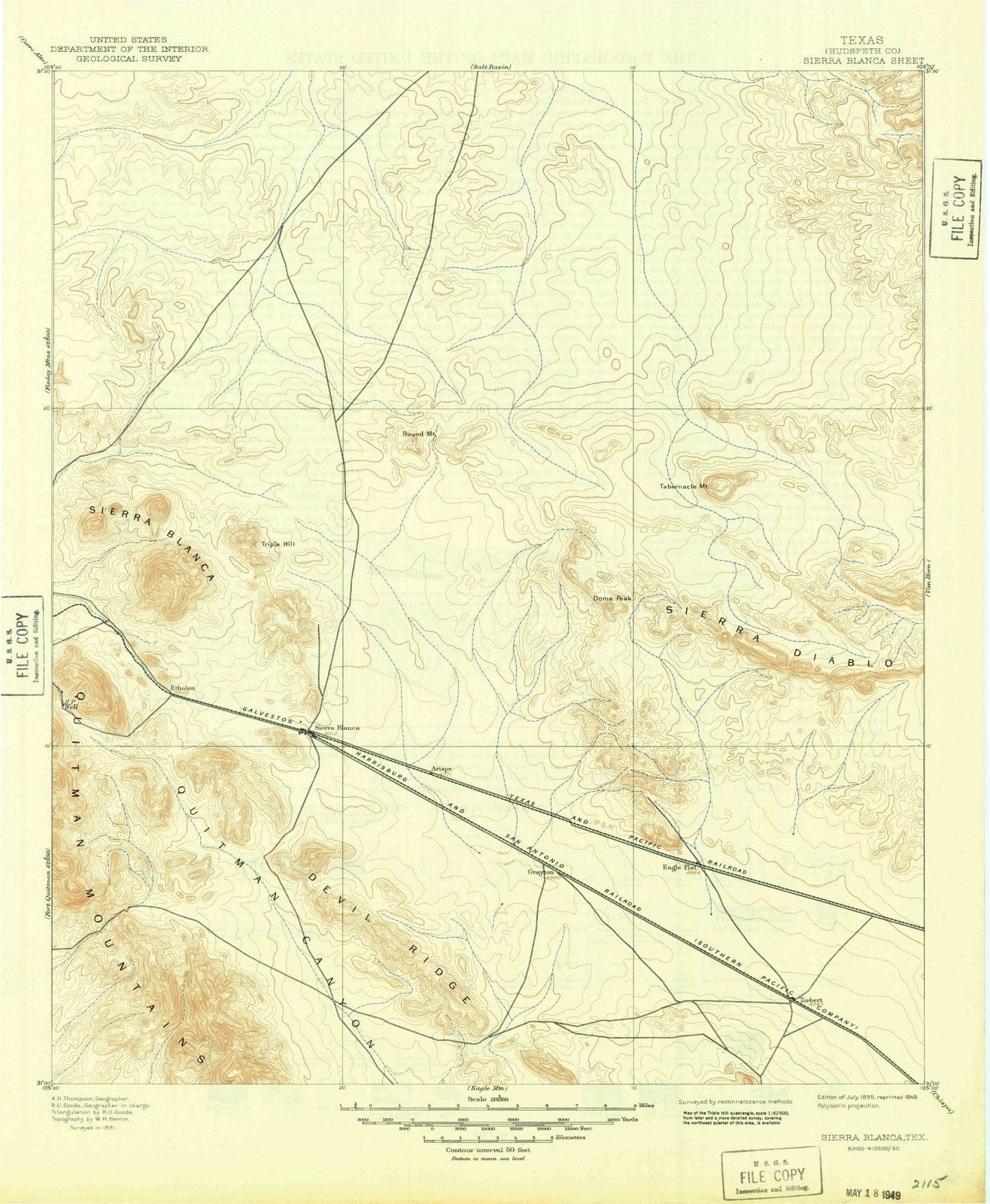 1895 Sierra Blanca, TX - Texas - USGS Topographic Map