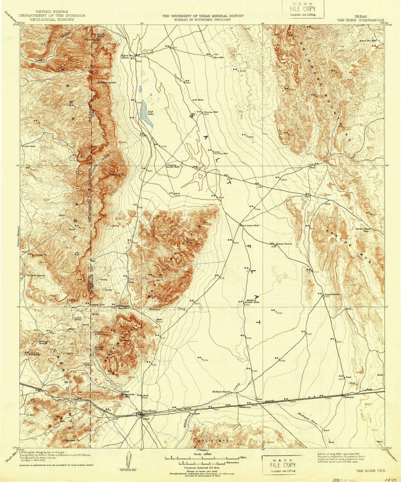 1906 Van Horn, TX - Texas - USGS Topographic Map