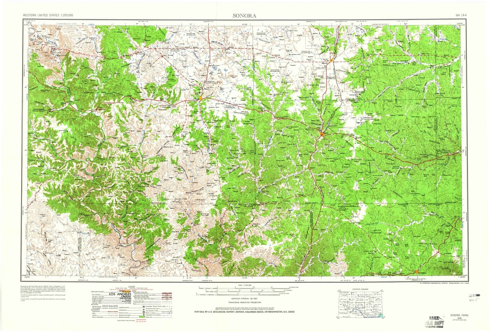 1954 Sonora, TX - Texas - USGS Topographic Map