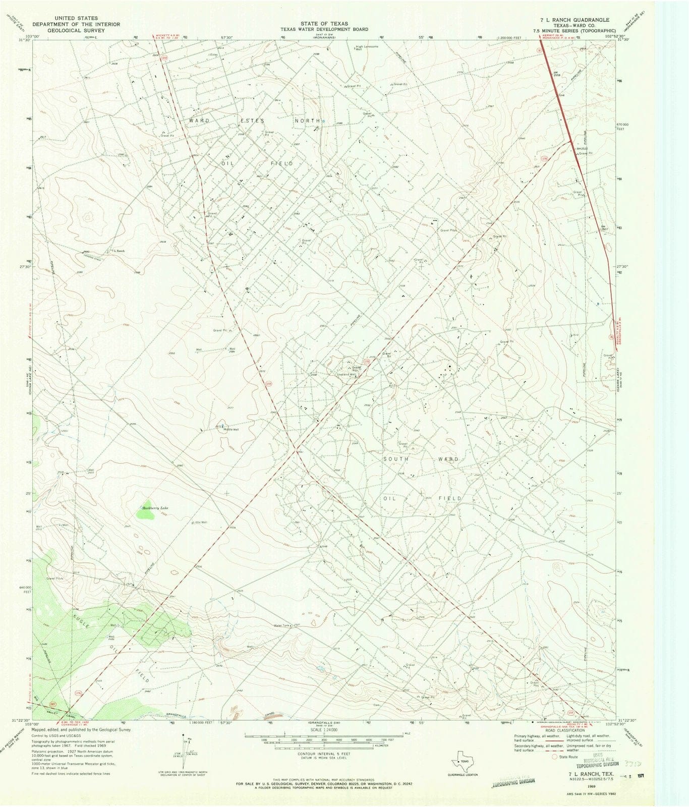 1969 7 L Ranch, TX - Texas - USGS Topographic Map