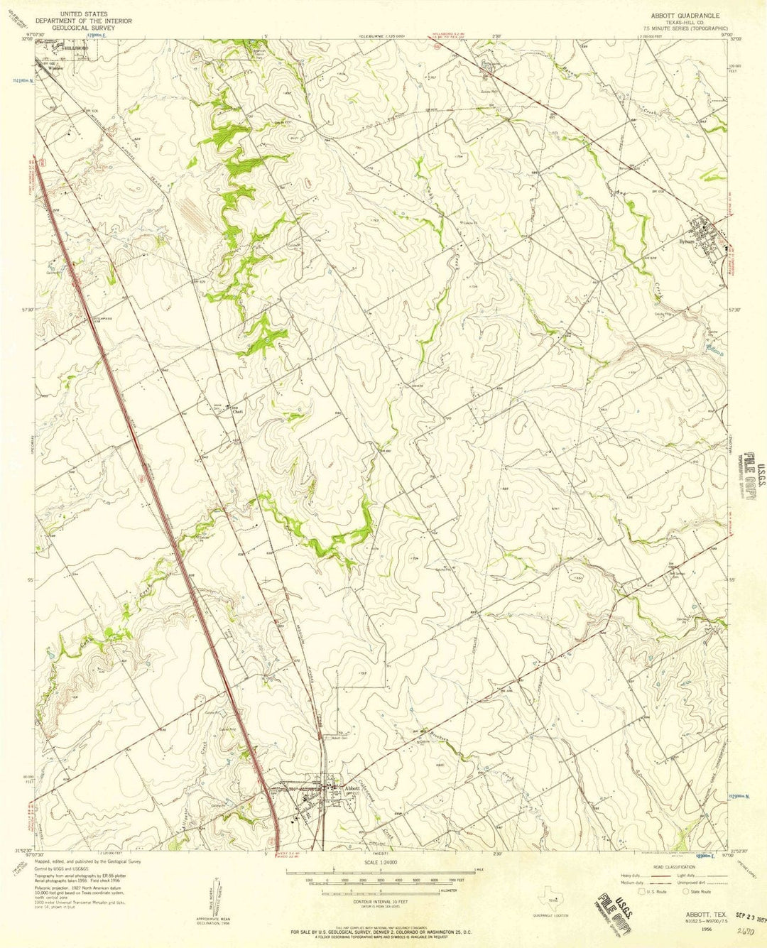 1956 Abbott, TX - Texas - USGS Topographic Map