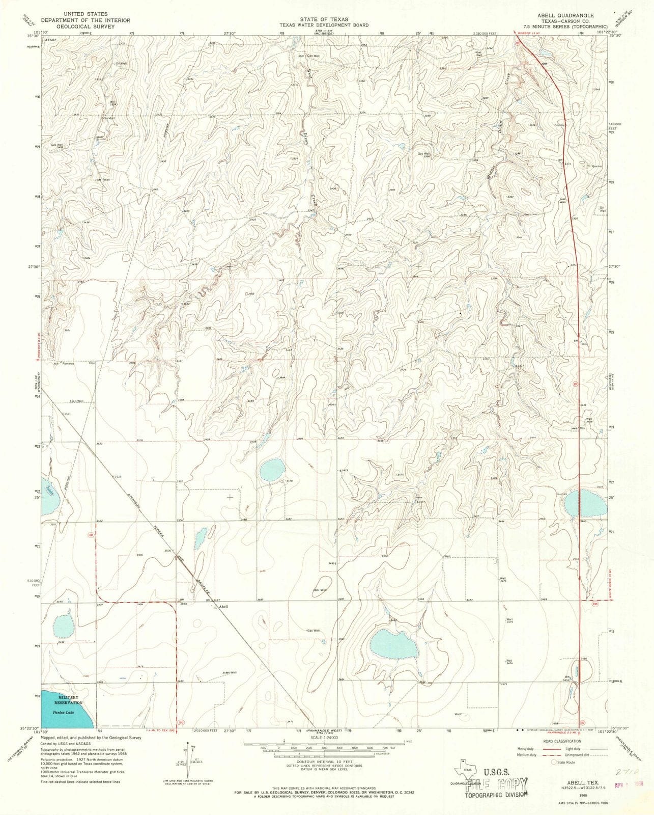 1965 Abell, TX - Texas - USGS Topographic Map