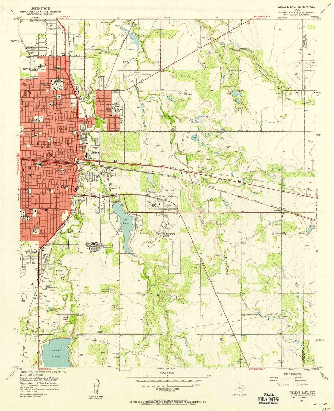 1957 Abilene East, TX - Texas - USGS Topographic Map