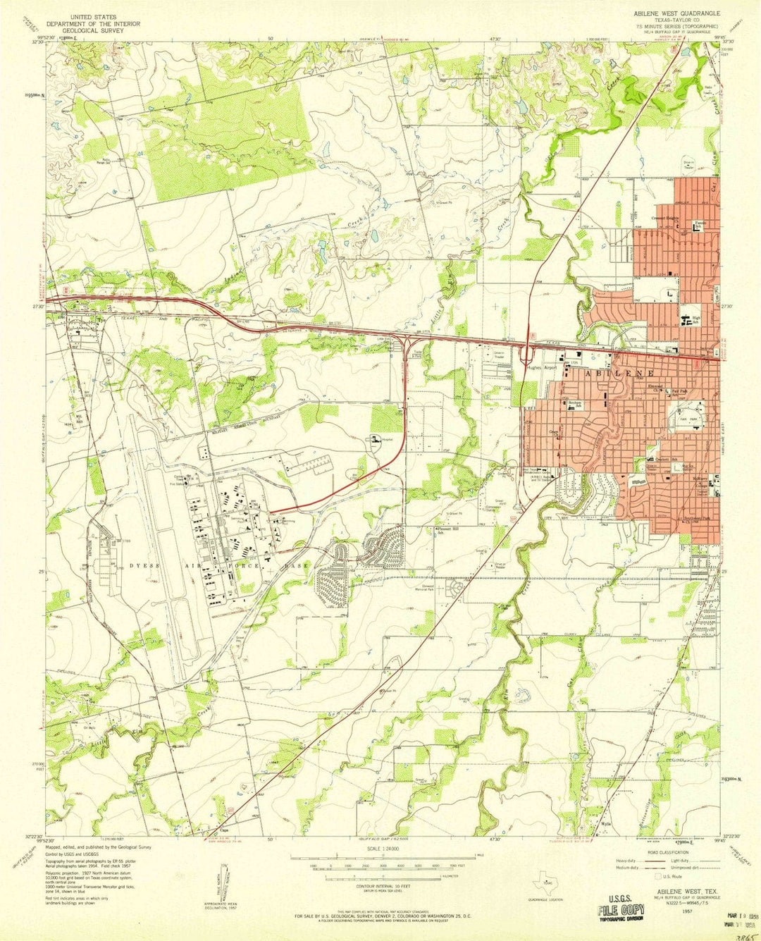 1957 Abilene West, TX - Texas - USGS Topographic Map