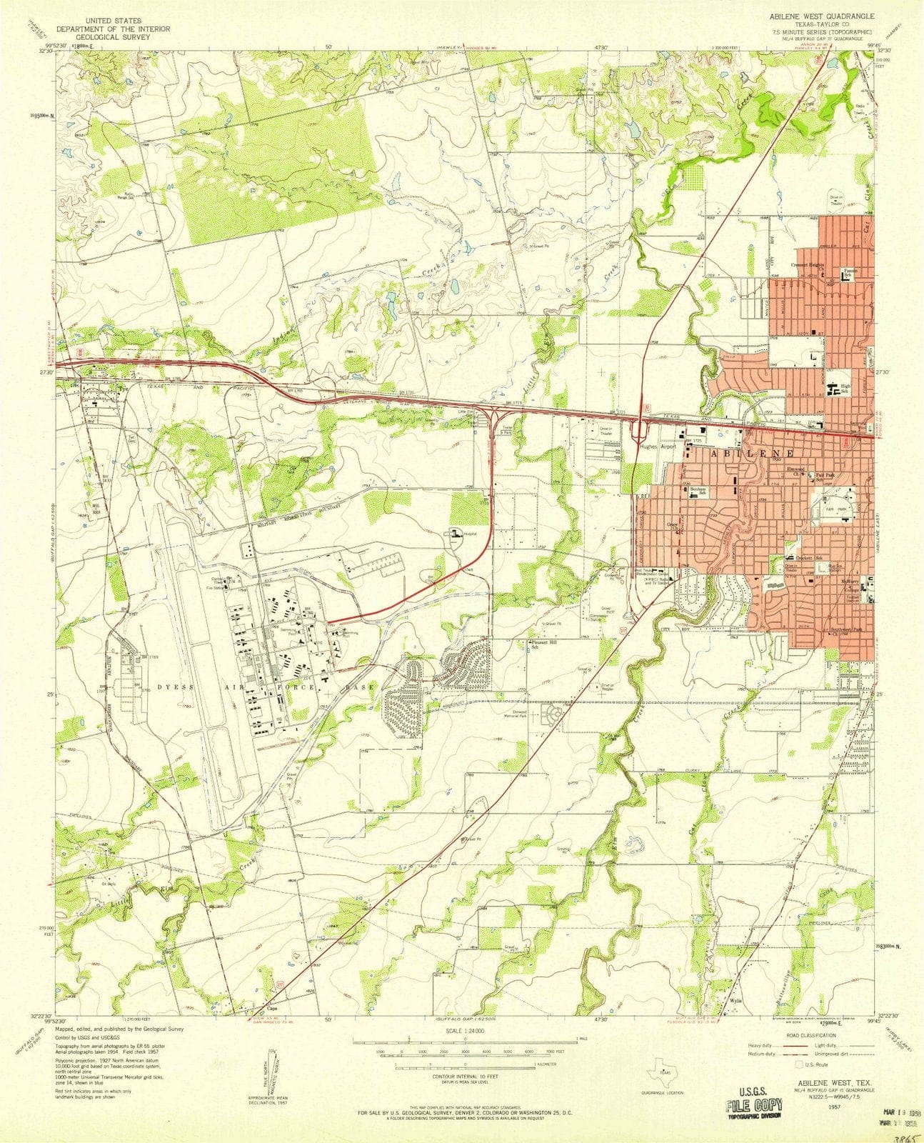 1957 Abilene West, TX - Texas - USGS Topographic Map