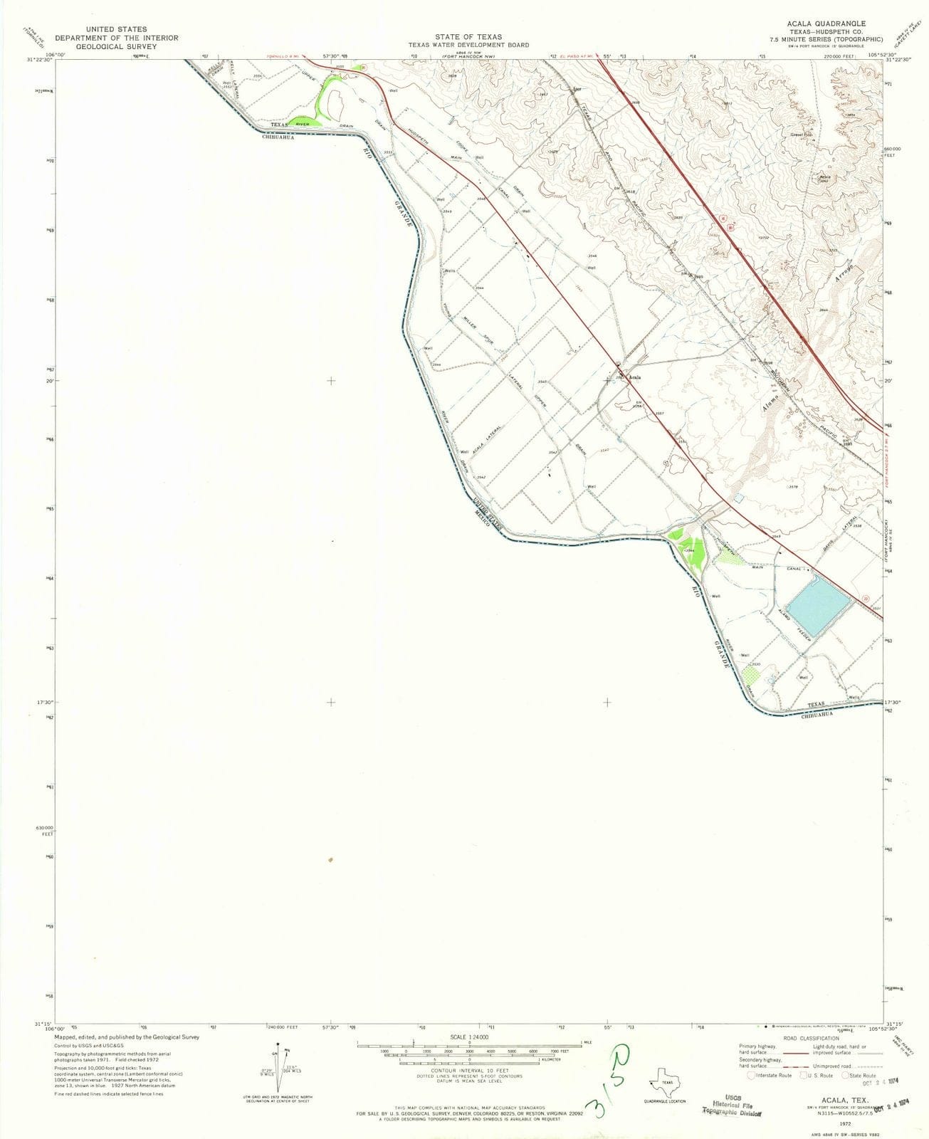 1972 Acala, TX - Texas - USGS Topographic Map