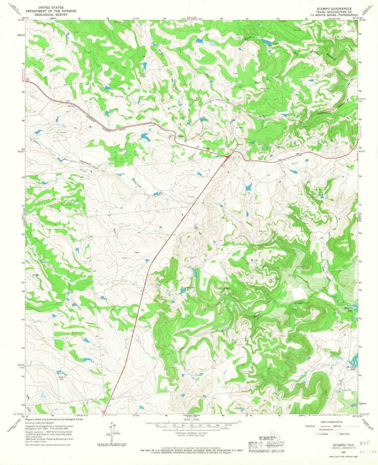 1965 Acampo, TX - Texas - USGS Topographic Map