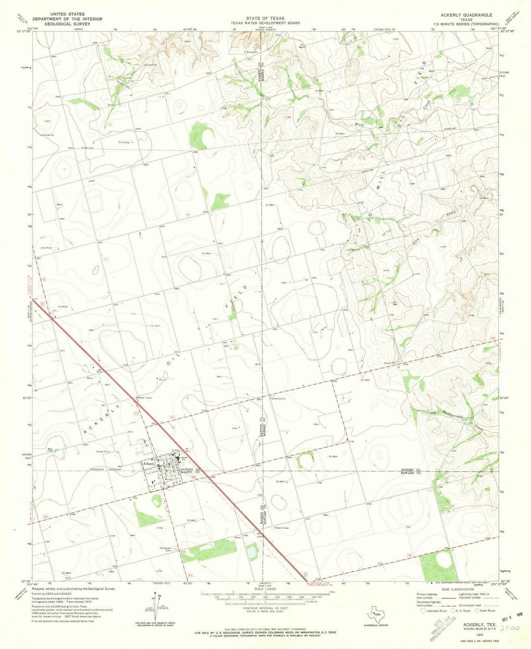 1970 Ackerly, TX - Texas - USGS Topographic Map