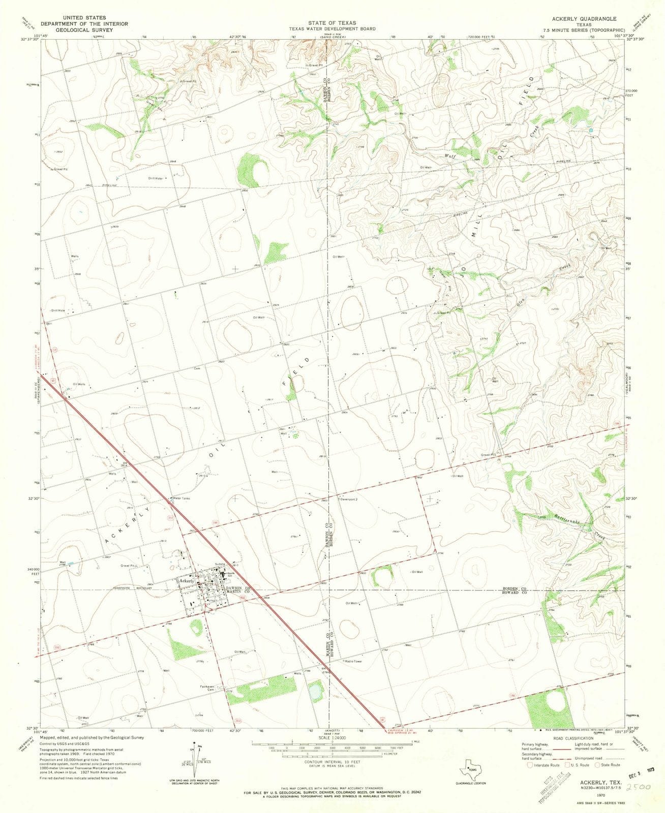 1970 Ackerly, TX - Texas - USGS Topographic Map