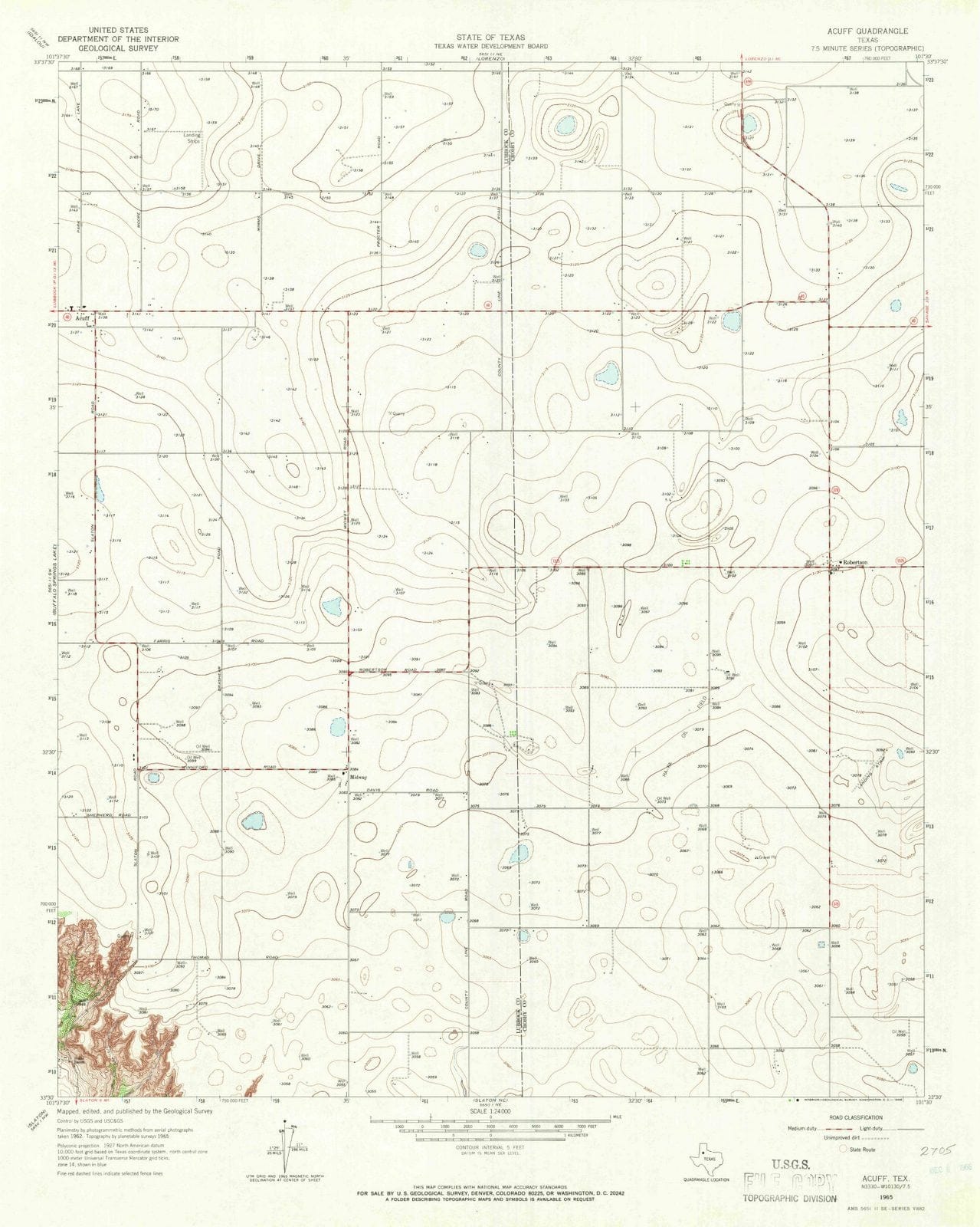 1965 Acuff, TX - Texas - USGS Topographic Map