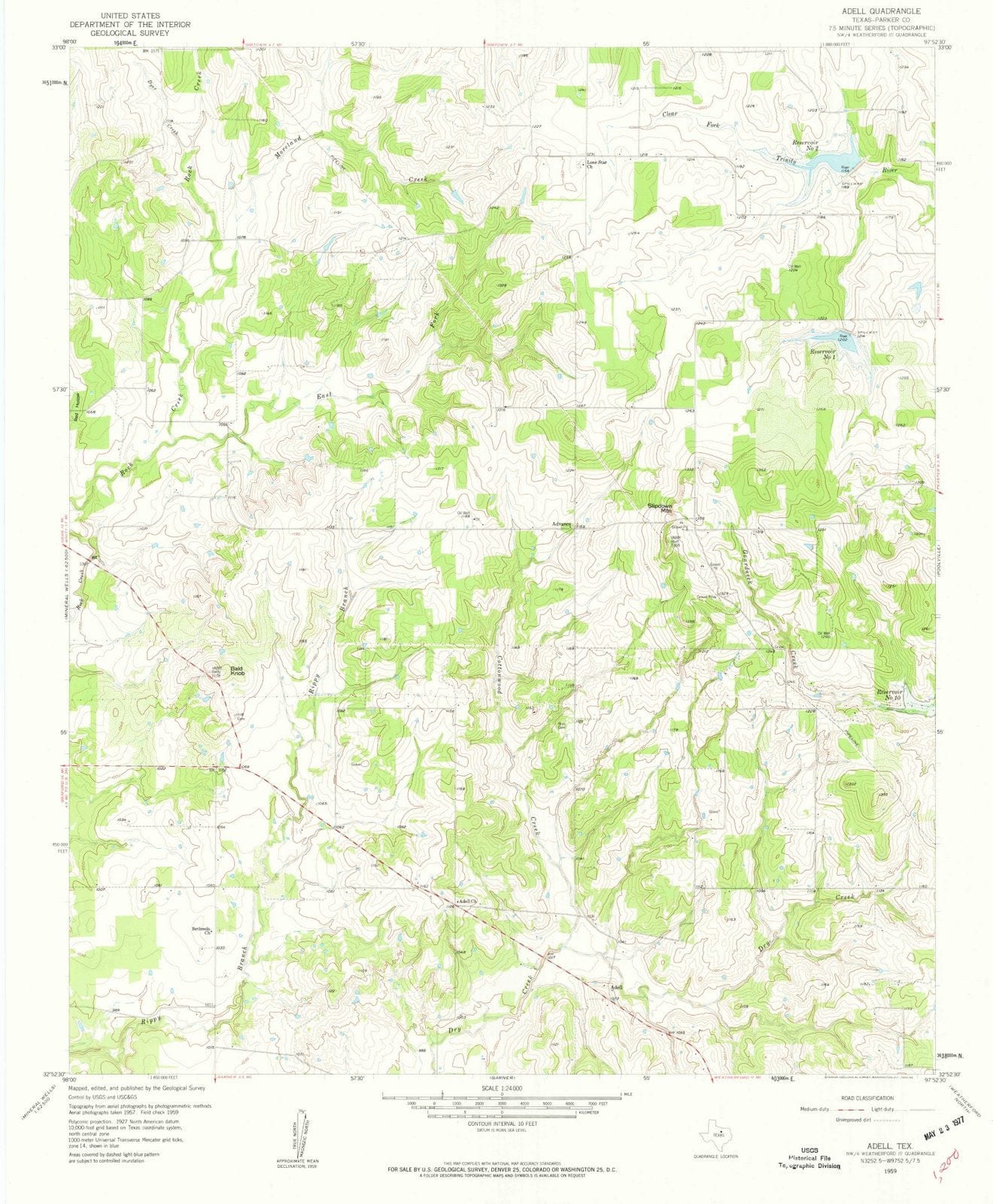 1959 Adell, TX - Texas - USGS Topographic Map