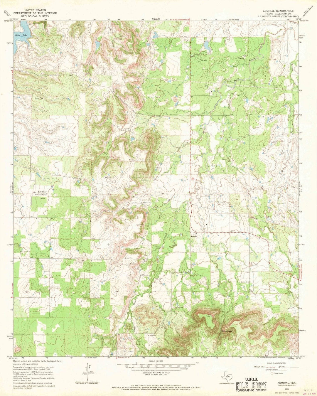 1966 Admiral, TX - Texas - USGS Topographic Map