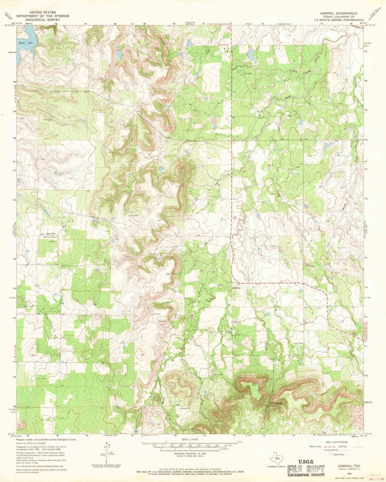 1966 Admiral, TX - Texas - USGS Topographic Map