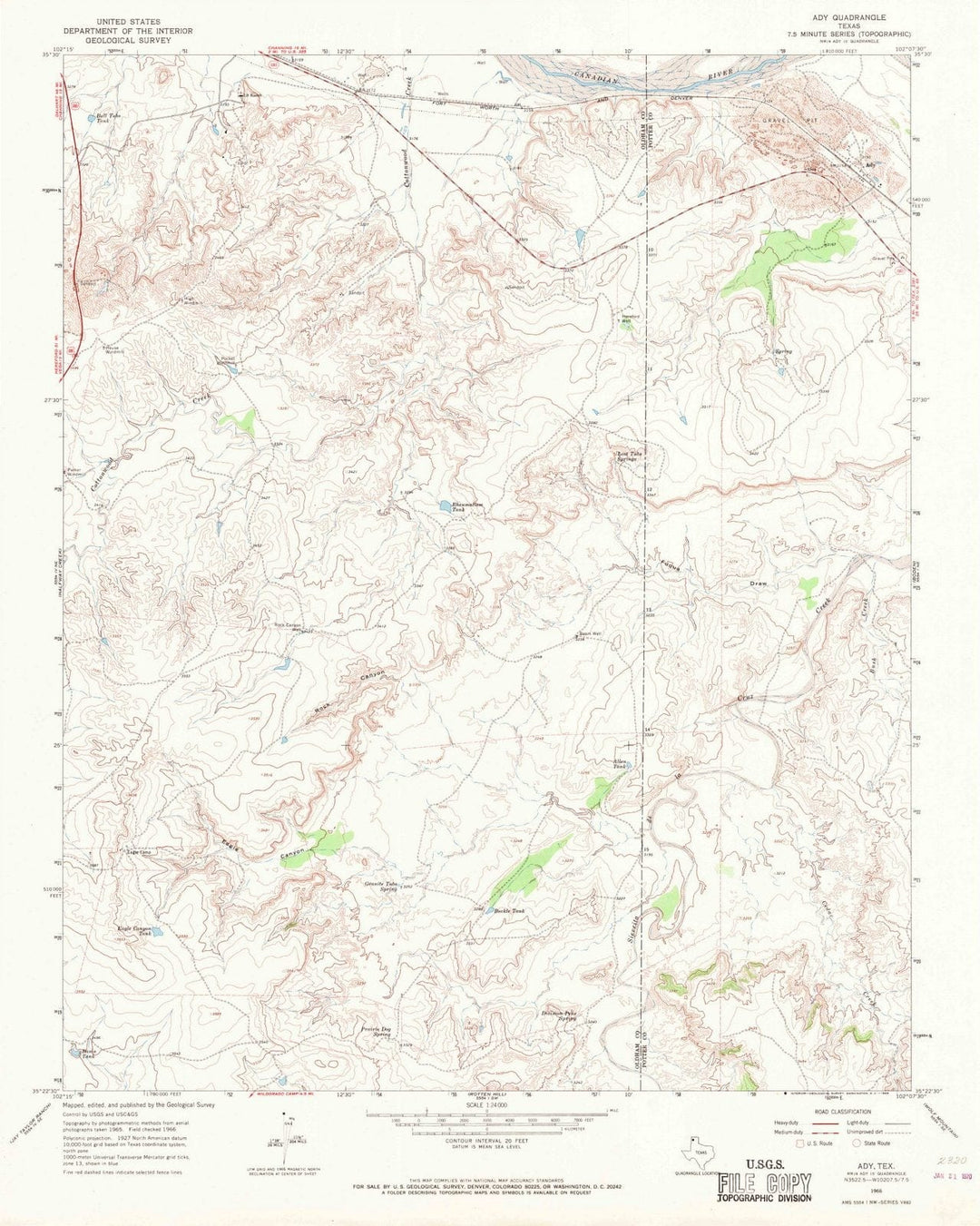 1966 Ady, TX - Texas - USGS Topographic Map