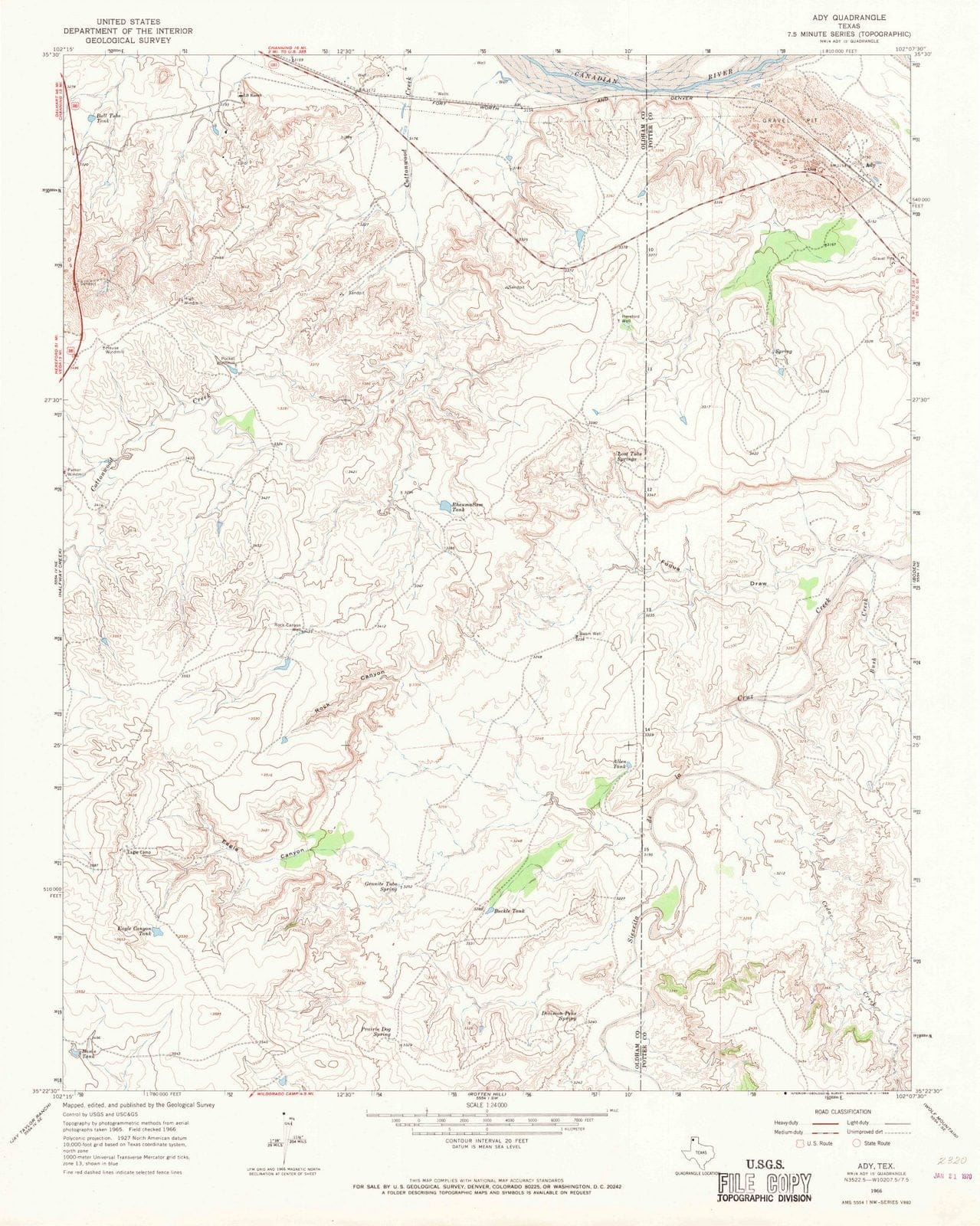 1966 Ady, TX - Texas - USGS Topographic Map