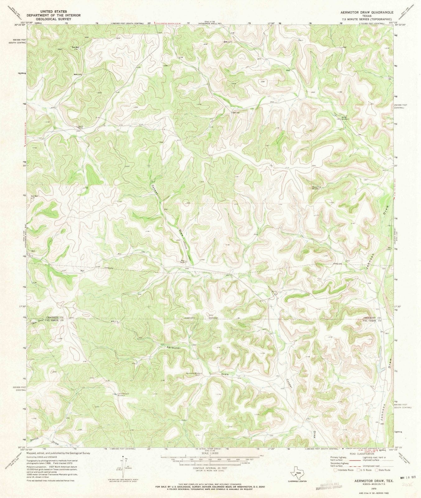 1970 Aermotorraw, TX - Texas - USGS Topographic Map