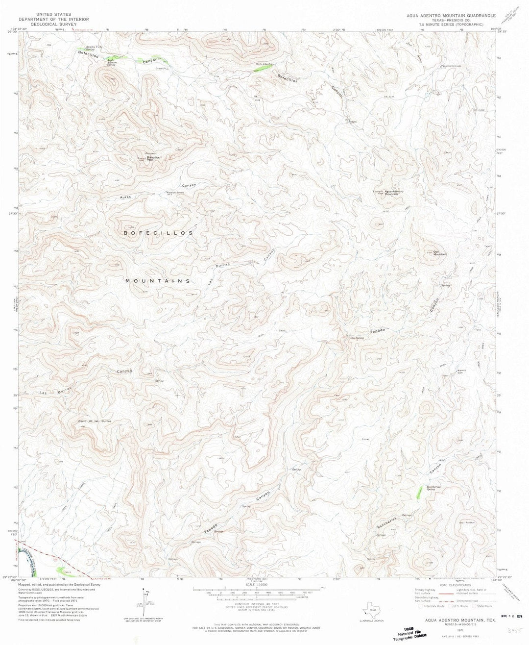 1971 Agua Adentro Mountain, TX - Texas - USGS Topographic Map