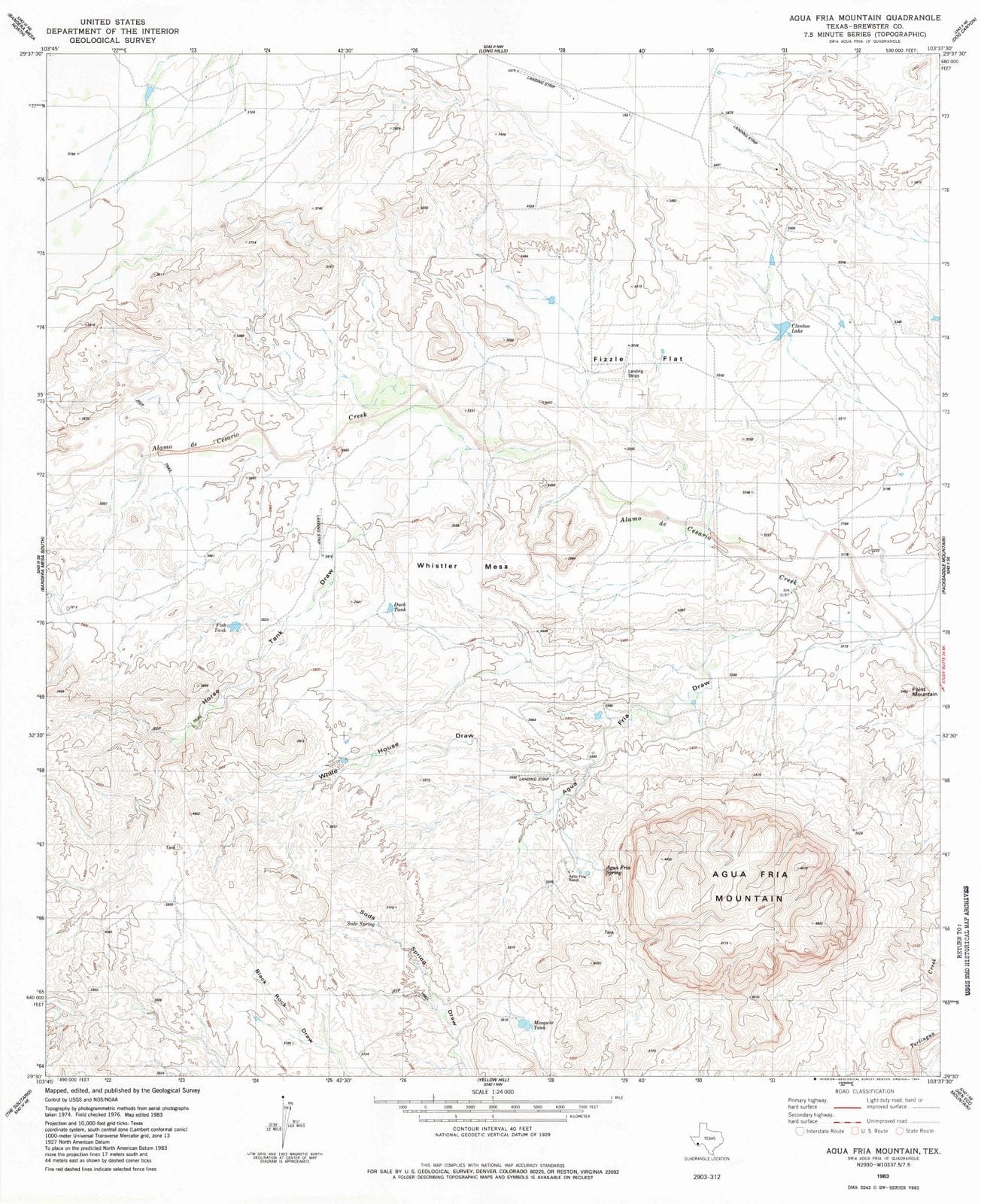 1983 Agua Fria Mountain, TX - Texas - USGS Topographic Map