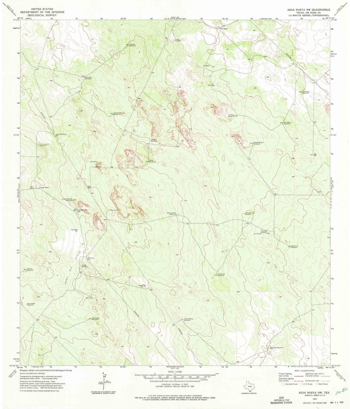 1972 Agua Nueva, TX - Texas - USGS Topographic Map