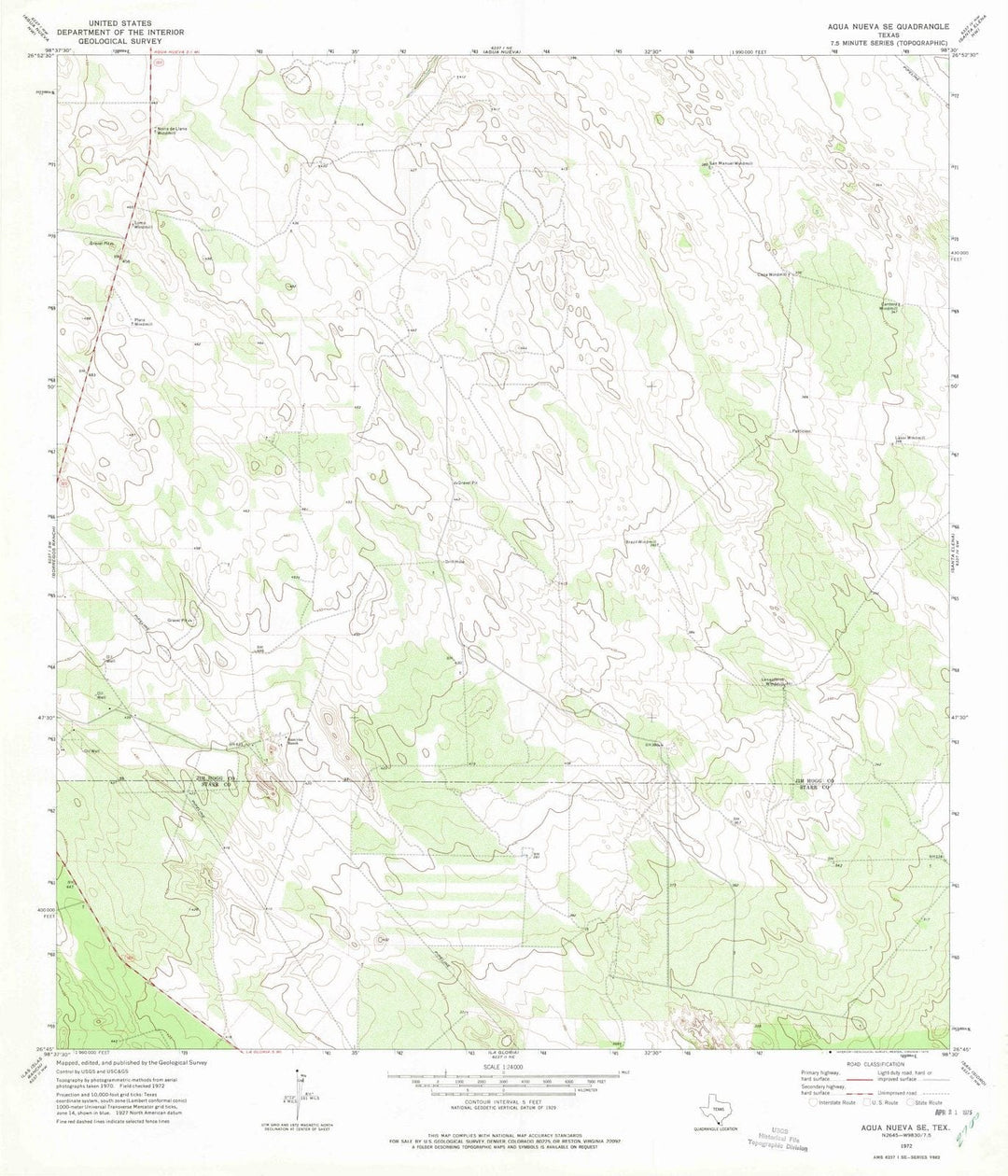 1972 Agua Nueva, TX - Texas - USGS Topographic Map v2