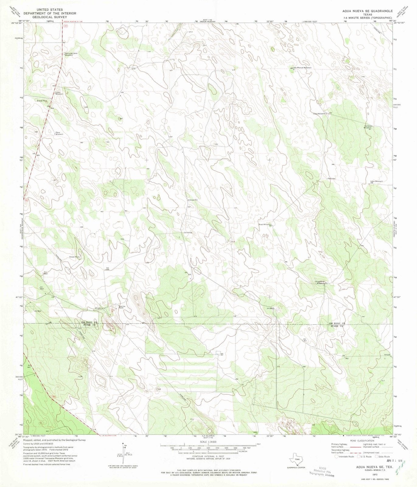 1972 Agua Nueva, TX - Texas - USGS Topographic Map v2