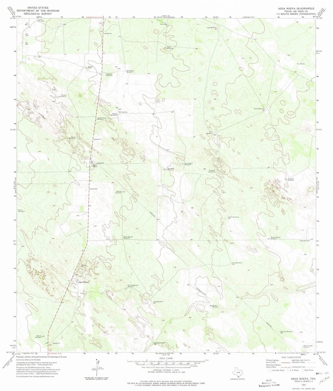 1972 Agua Nueva, TX - Texas - USGS Topographic Map v3