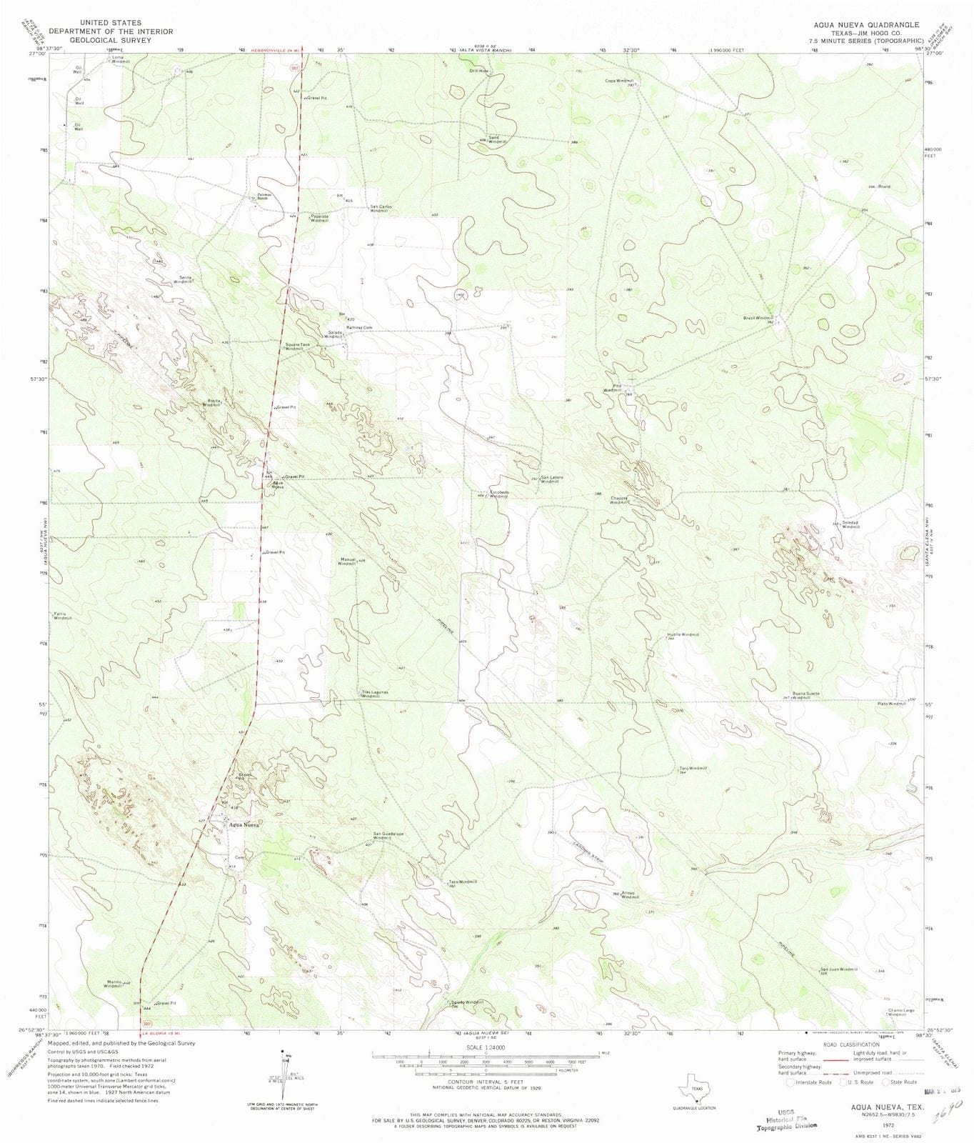 1972 Agua Nueva, TX - Texas - USGS Topographic Map v3