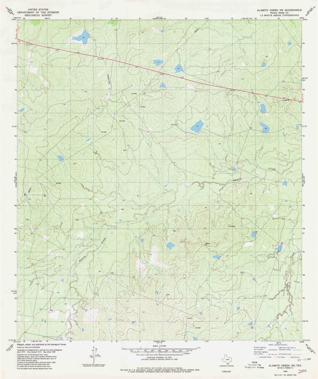 1980 Alamito Creek, TX - Texas - USGS Topographic Map